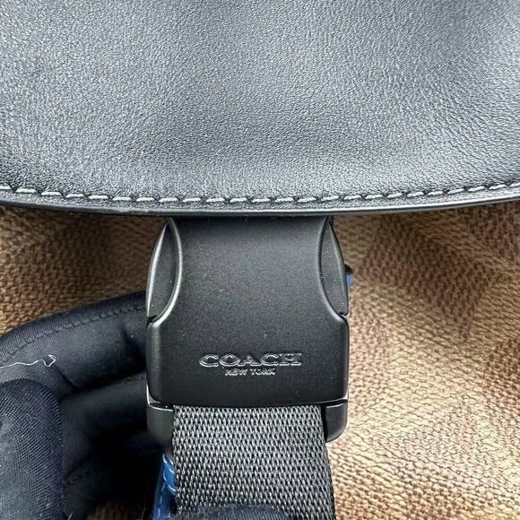 Coach Racer Backpack In Blocked Signature Canvas & Leather Tan/Blue NWT CY775 - Picture 13 of 13